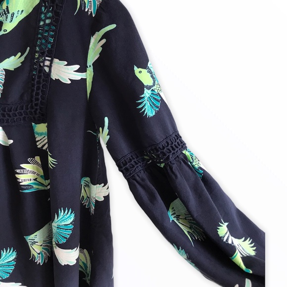 Crown & Ivy Boho Long Sleeve Tropical Bird Dress - Picture 8 of 10